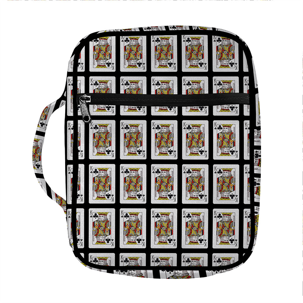King Of Clubs Playing Card Pattern Print Front Pocket Bible Bag