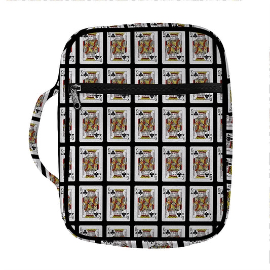 King Of Clubs Playing Card Pattern Print Front Pocket Bible Bag