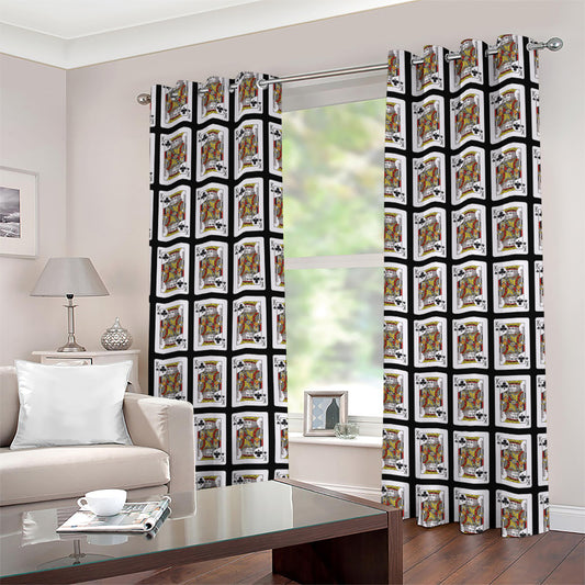 King Of Clubs Playing Card Pattern Print Grommet Curtains