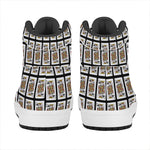 King Of Clubs Playing Card Pattern Print High Top Leather Sneakers
