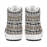 King Of Clubs Playing Card Pattern Print High Top Leather Sneakers