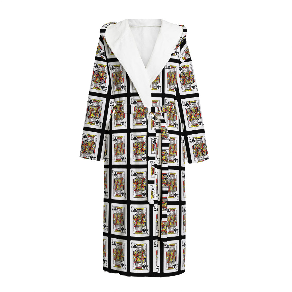King Of Clubs Playing Card Pattern Print Hooded Bathrobe