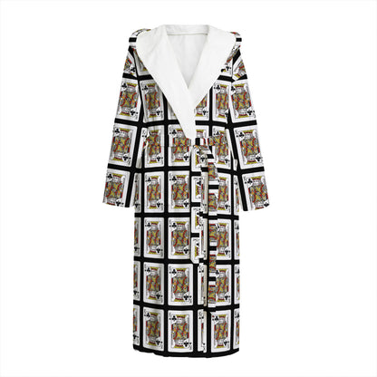 King Of Clubs Playing Card Pattern Print Hooded Bathrobe