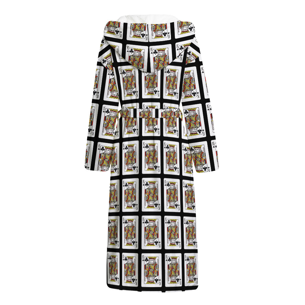 King Of Clubs Playing Card Pattern Print Hooded Bathrobe