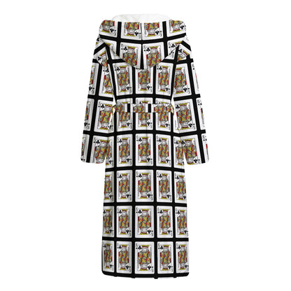 King Of Clubs Playing Card Pattern Print Hooded Bathrobe