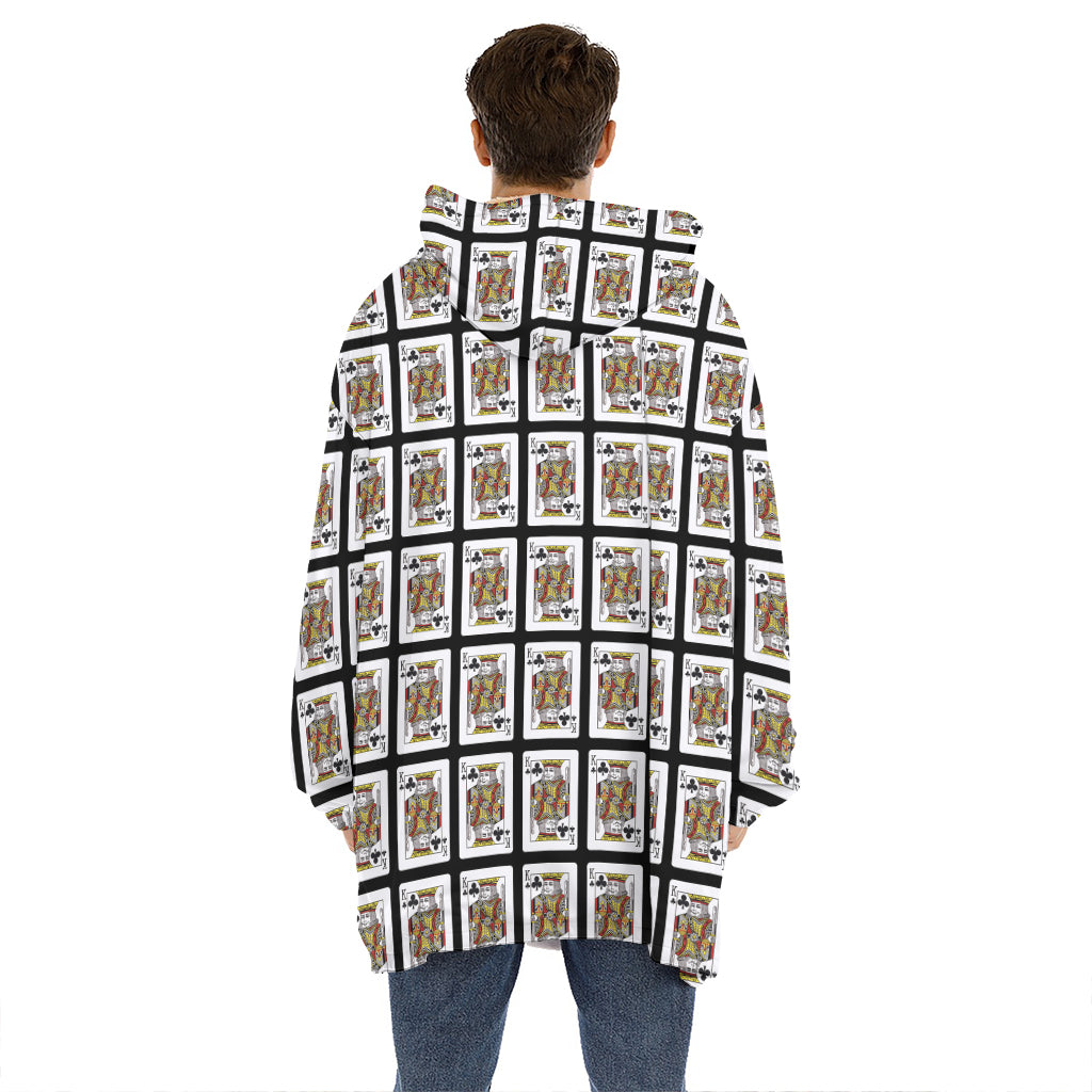 King Of Clubs Playing Card Pattern Print Hoodie Blanket