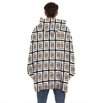 King Of Clubs Playing Card Pattern Print Hoodie Blanket