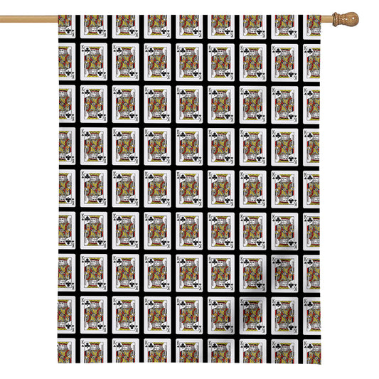 King Of Clubs Playing Card Pattern Print House Flag