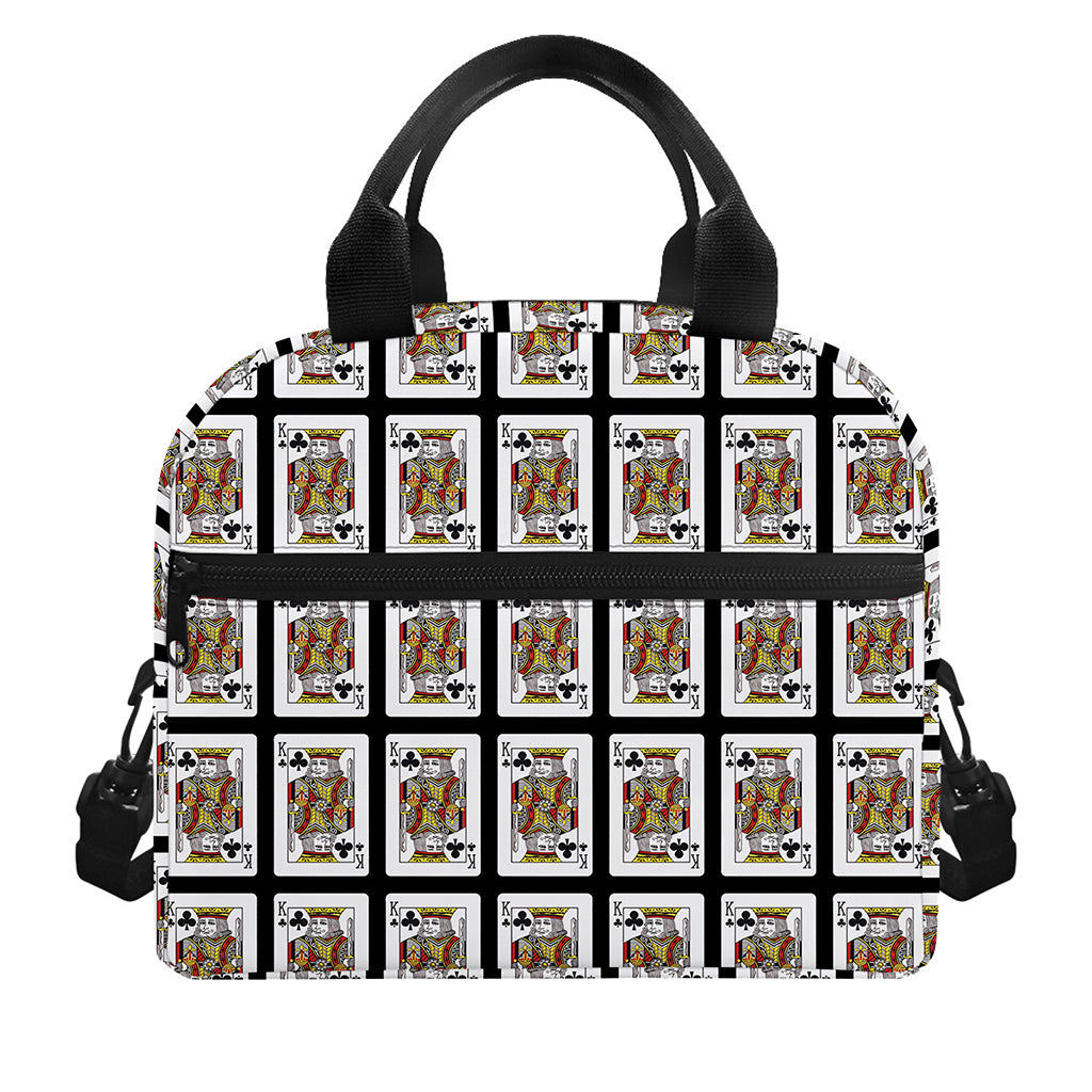 King Of Clubs Playing Card Pattern Print Insulated Lunch Bag