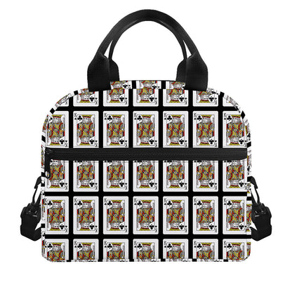King Of Clubs Playing Card Pattern Print Insulated Lunch Bag