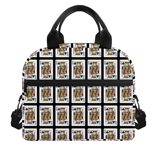 King Of Clubs Playing Card Pattern Print Insulated Lunch Bag