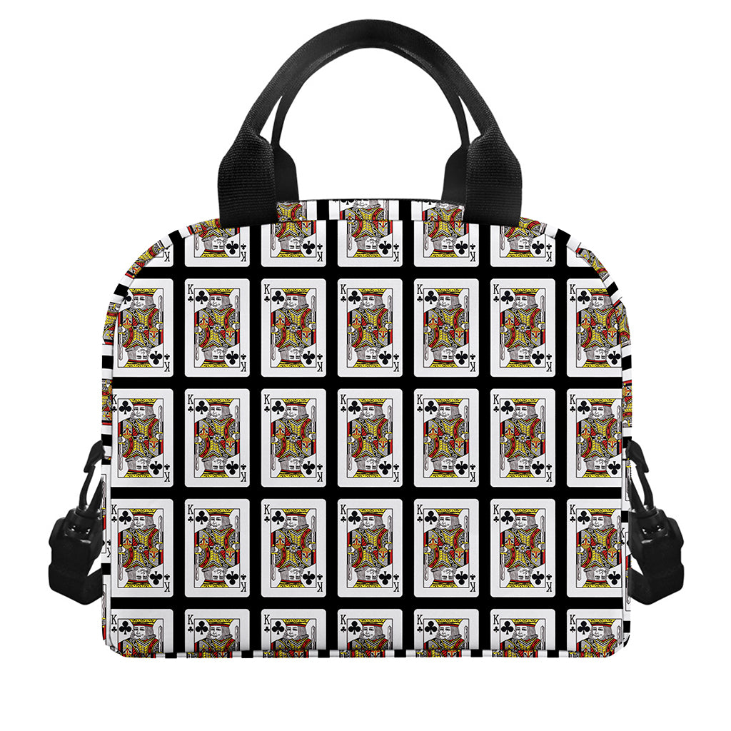 King Of Clubs Playing Card Pattern Print Insulated Lunch Bag
