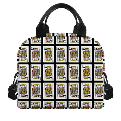 King Of Clubs Playing Card Pattern Print Insulated Lunch Bag