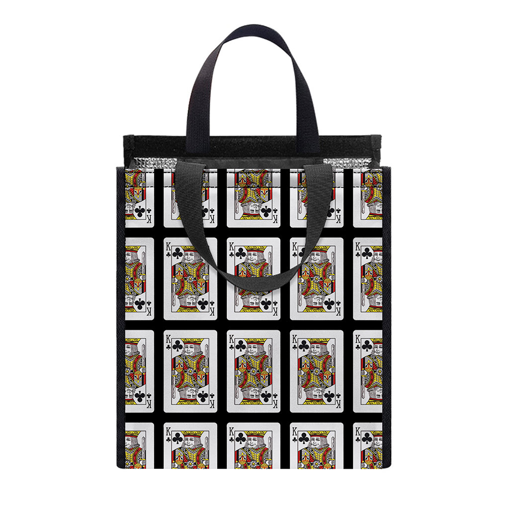 King Of Clubs Playing Card Pattern Print Insulated Lunch Tote