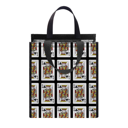 King Of Clubs Playing Card Pattern Print Insulated Lunch Tote