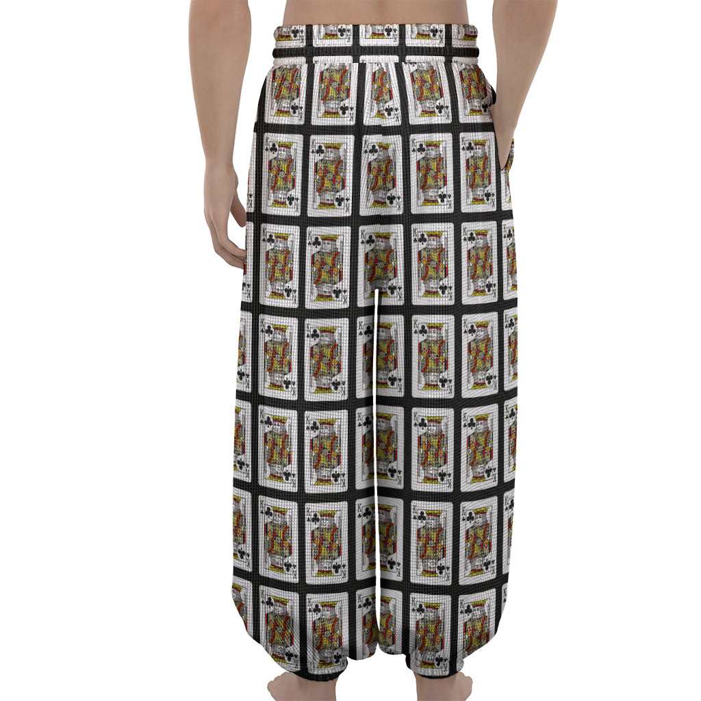 King Of Clubs Playing Card Pattern Print Lantern Pants