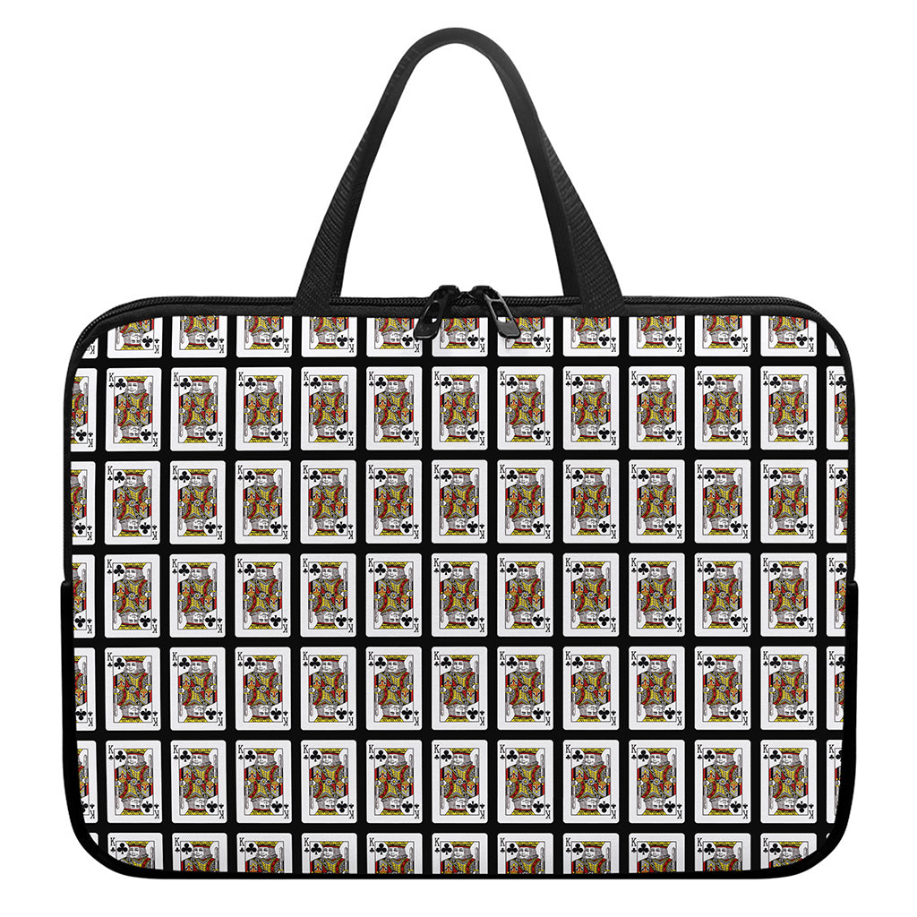 King Of Clubs Playing Card Pattern Print Laptop Sleeve With Handle