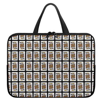 King Of Clubs Playing Card Pattern Print Laptop Sleeve With Handle