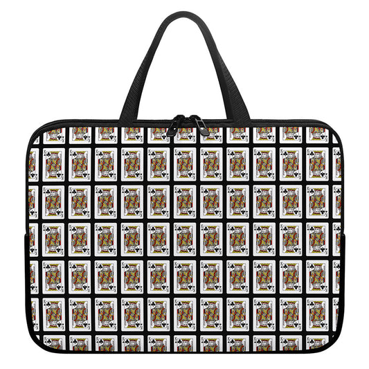 King Of Clubs Playing Card Pattern Print Laptop Sleeve With Handle