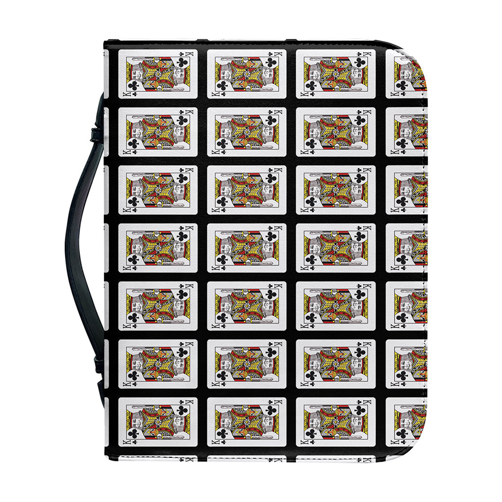 King Of Clubs Playing Card Pattern Print Leather Bible Cover