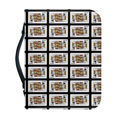 King Of Clubs Playing Card Pattern Print Leather Bible Cover