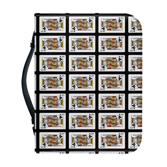 King Of Clubs Playing Card Pattern Print Leather Bible Cover
