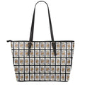 King Of Clubs Playing Card Pattern Print Leather Tote Bag With Zipper