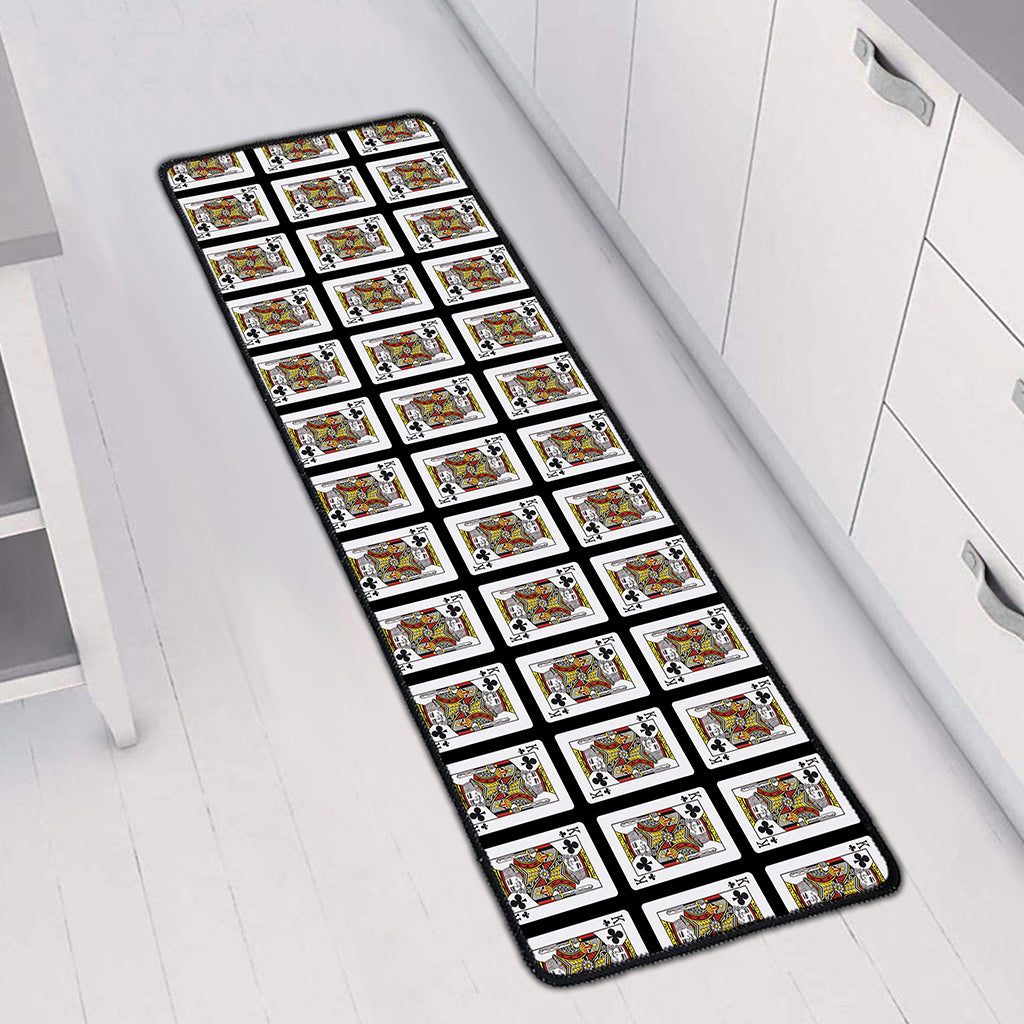 King Of Clubs Playing Card Pattern Print Long Kitchen Mat