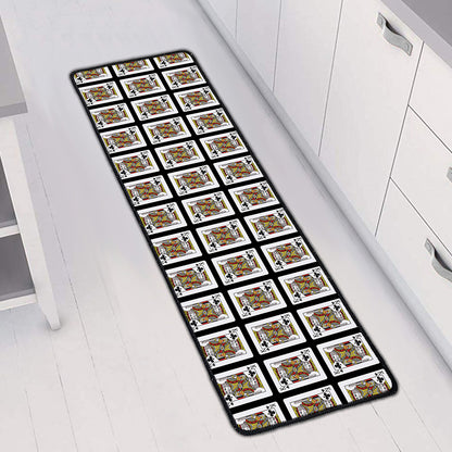 King Of Clubs Playing Card Pattern Print Long Kitchen Mat