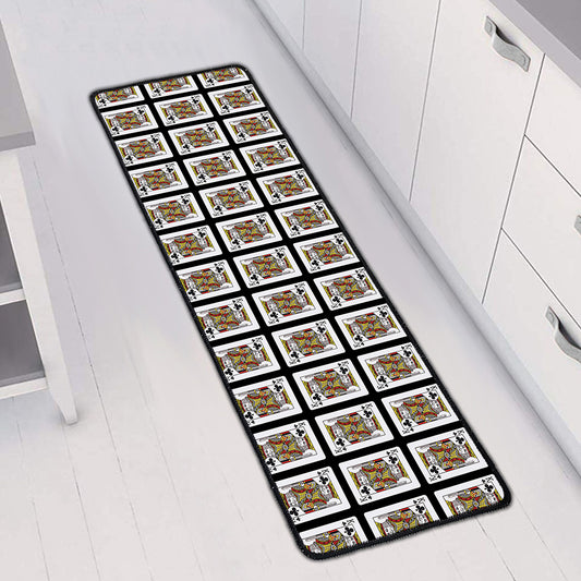 King Of Clubs Playing Card Pattern Print Long Kitchen Mat