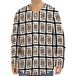 King Of Clubs Playing Card Pattern Print Long Sleeve Baseball Jersey