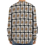 King Of Clubs Playing Card Pattern Print Long Sleeve Baseball Jersey