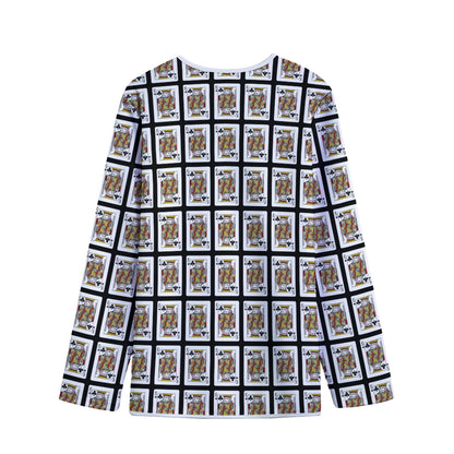 King Of Clubs Playing Card Pattern Print Long Sleeve Short Coat