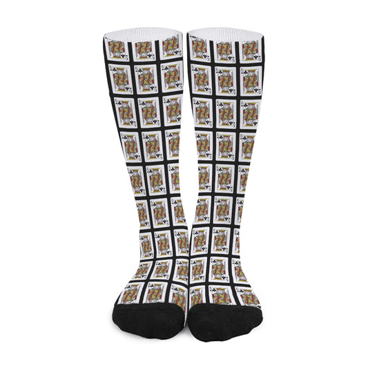 King Of Clubs Playing Card Pattern Print Long Socks
