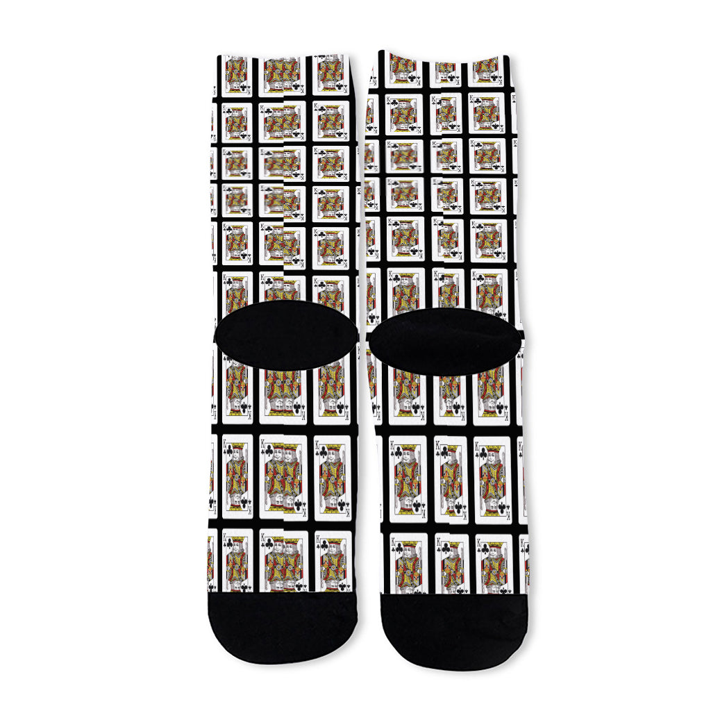 King Of Clubs Playing Card Pattern Print Long Socks