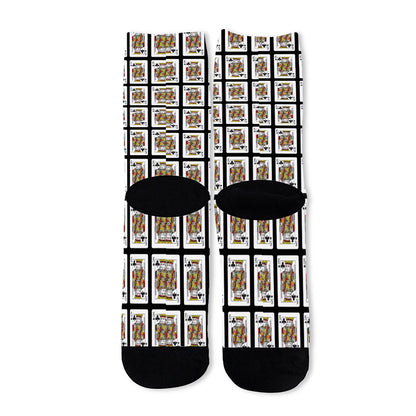 King Of Clubs Playing Card Pattern Print Long Socks
