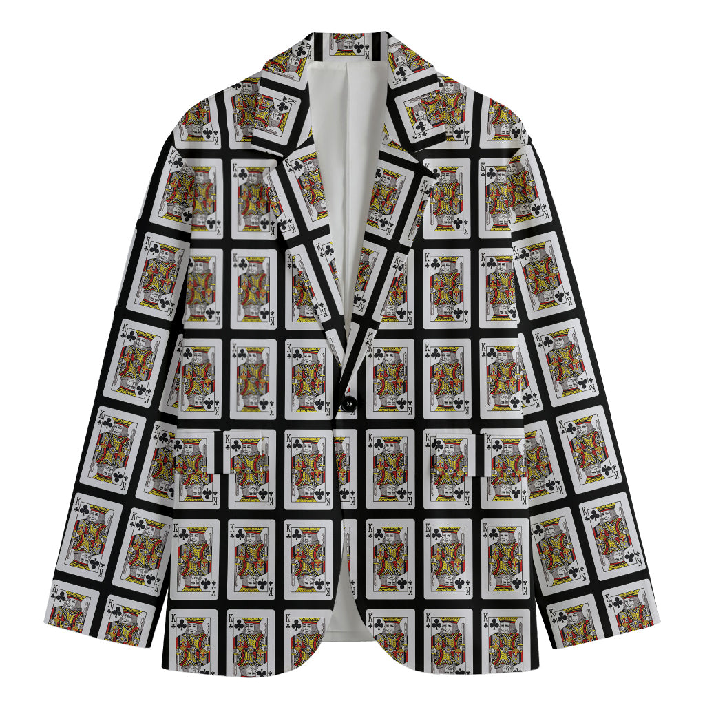 King Of Clubs Playing Card Pattern Print Men's Blazer