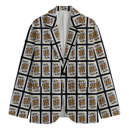 King Of Clubs Playing Card Pattern Print Men's Blazer