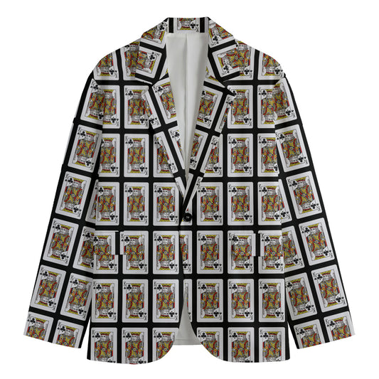 King Of Clubs Playing Card Pattern Print Men's Blazer