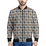 King Of Clubs Playing Card Pattern Print Men's Bomber Jacket