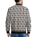 King Of Clubs Playing Card Pattern Print Men's Bomber Jacket