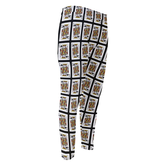 King Of Clubs Playing Card Pattern Print Men's Compression Pants