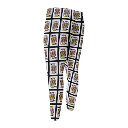 King Of Clubs Playing Card Pattern Print Men's Compression Pants