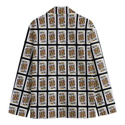 King Of Clubs Playing Card Pattern Print Men's Cotton Blazer