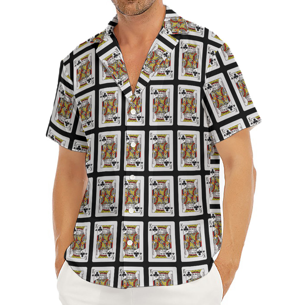 King Of Clubs Playing Card Pattern Print Men's Deep V-Neck Shirt