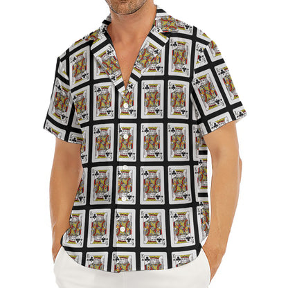 King Of Clubs Playing Card Pattern Print Men's Deep V-Neck Shirt