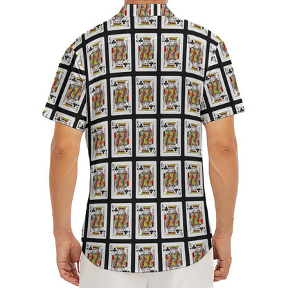 King Of Clubs Playing Card Pattern Print Men's Deep V-Neck Shirt