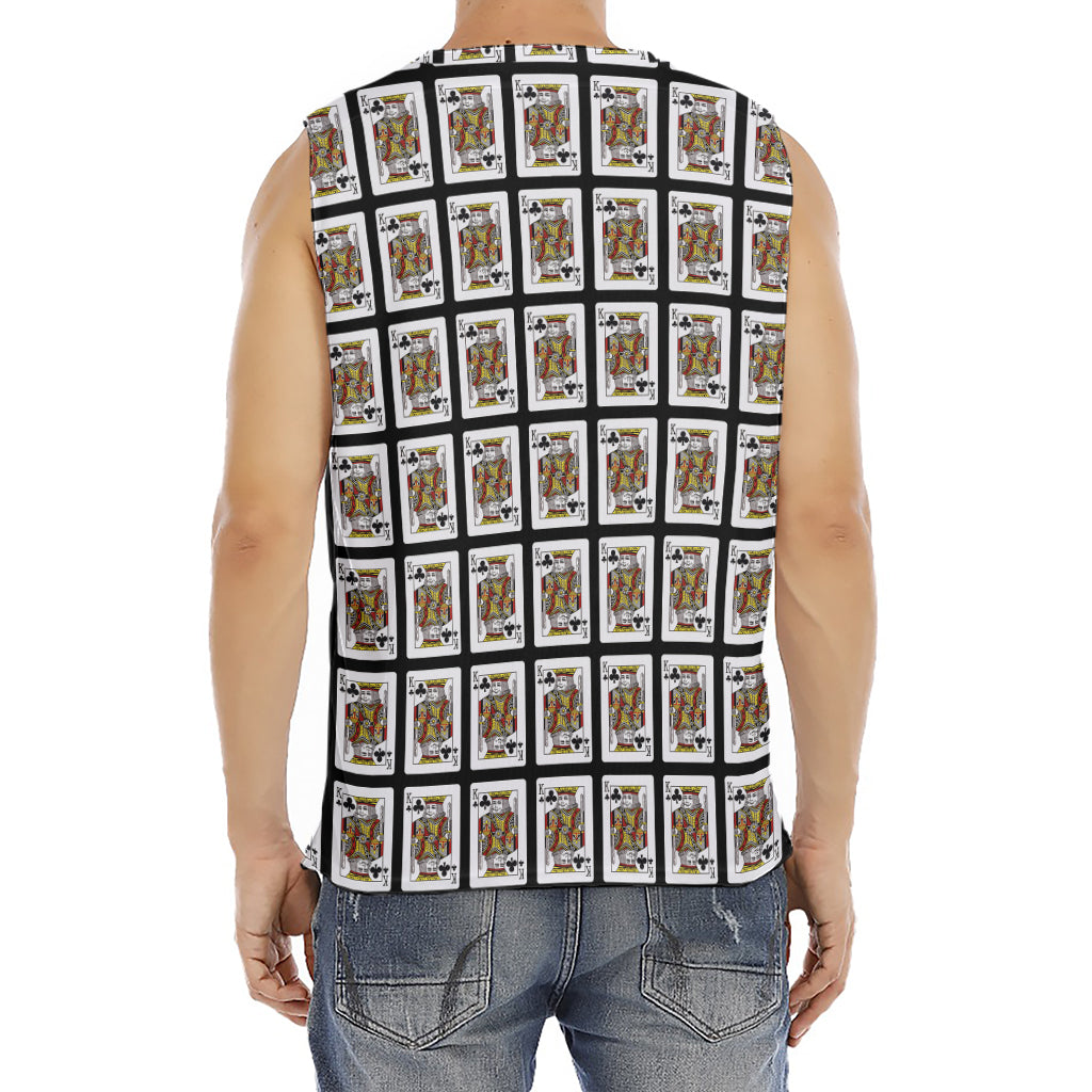 King Of Clubs Playing Card Pattern Print Men's Fitness Tank Top