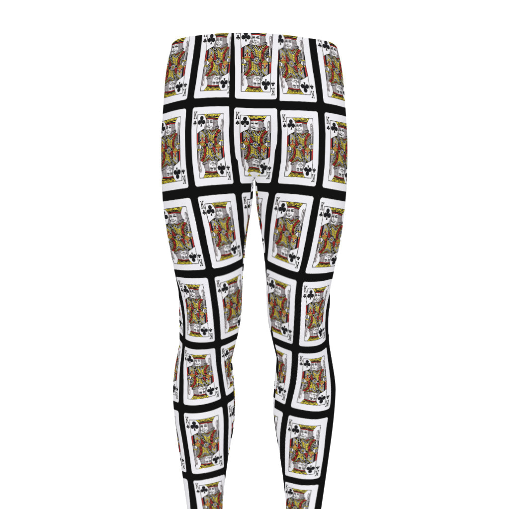 King Of Clubs Playing Card Pattern Print Men's leggings
