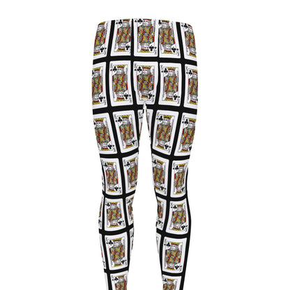 King Of Clubs Playing Card Pattern Print Men's leggings